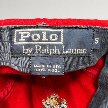 Raree Finds vintage Polo by Ralph Lauren wool cap interior label showing Made in USA and 100% wool material details
