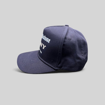 Raree Finds navy blue Post Malone x Sony promo snapback hat with rope brim and white embroidered event details