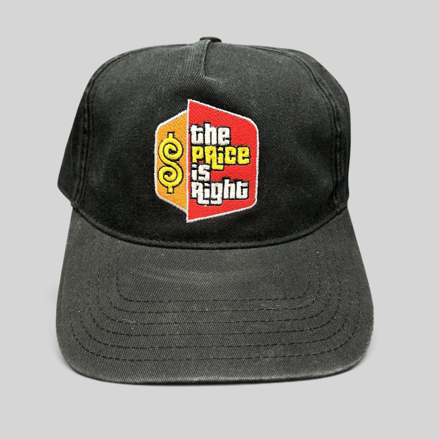 Raree Finds black cotton strapback hat with The Price Is Right game show logo embroidery on the front