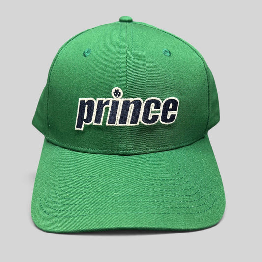 Raree Finds Prince Pickleball green strapback hat with bold embroidered script logo on the front crown