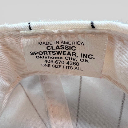 Raree Finds vintage Purdue Boilermakers snapback hat interior label showing Classic Sportswear manufacturing details