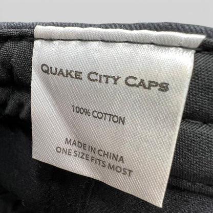 Raree Finds Quake City Caps 100 percent cotton fabric care label inside a black Star Wars strapback hat