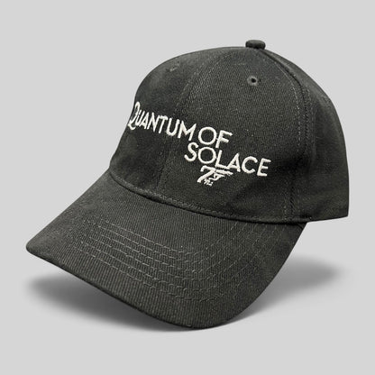 Raree Finds black Quantum of Solace 007 promotional strapback hat with white embroidered film logo on curved bill cap