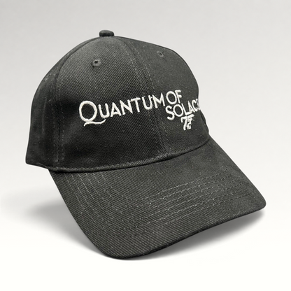 Raree Finds black Quantum of Solace 007 promotional strapback hat with white embroidered movie title and gun logo