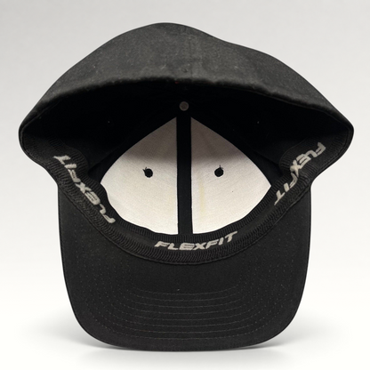 Raree Finds black Quiksilver Flexfit cap interior showing white lining and branded sweatband