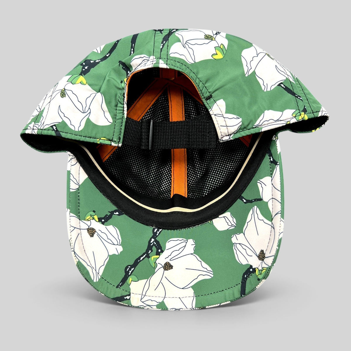 Raree Finds Rag & Bone New York floral magnolia print strapback cap with curved brim and interior mesh lining