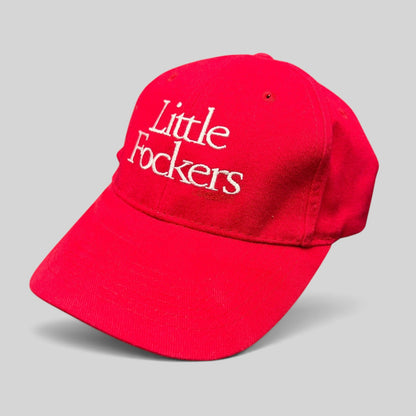 Raree Finds red Port & Company Little Fockers movie promo dad hat with white embroidered text and brass buckle