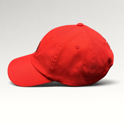 Raree Finds red Disney Mickey Mouse Club House 28 strapback hat with embroidered icon and adjustable brass buckle