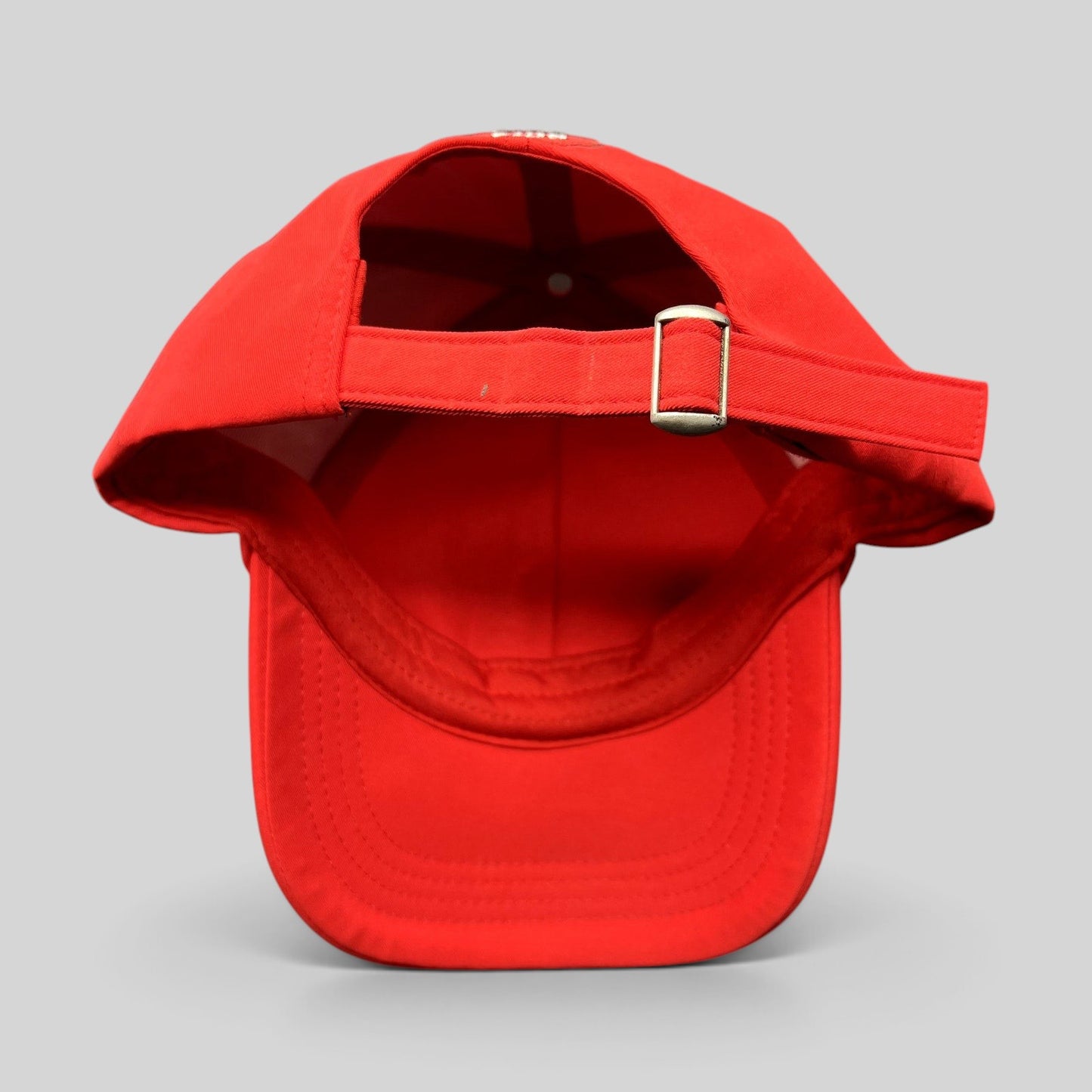 Raree Finds bright red Disney Mickey Mouse Club House strapback hat with adjustable brass buckle back view
