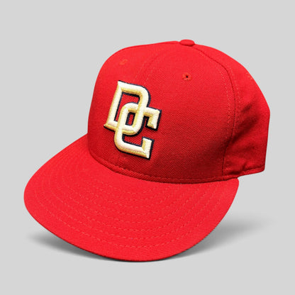 Raree Finds vintage red Washington Nationals New Era 59FIFTY fitted cap with gold and navy interlocking DC logo