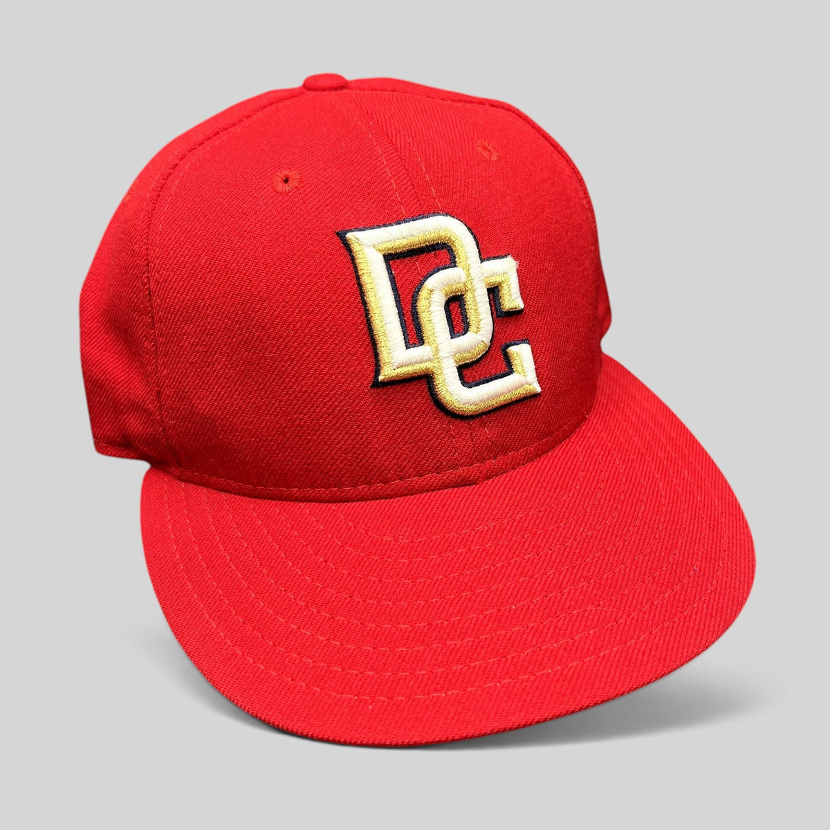 Raree Finds vintage red Washington Nationals New Era 59FIFTY fitted cap with embroidered gold and white DC logo