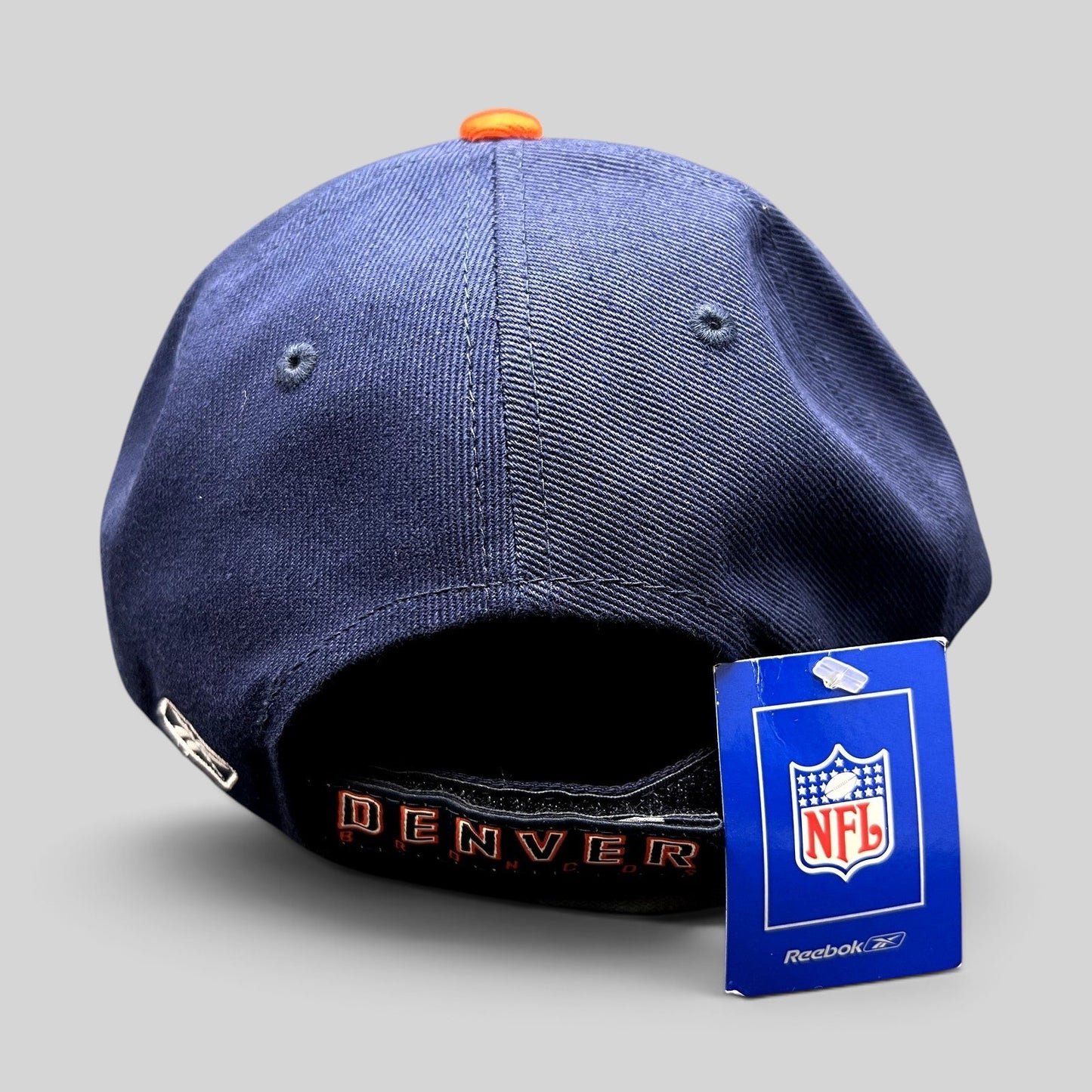 Raree Finds NWT Reebok Denver Broncos navy and orange cotton strapback hat with NFL tag and Denver back embroidery