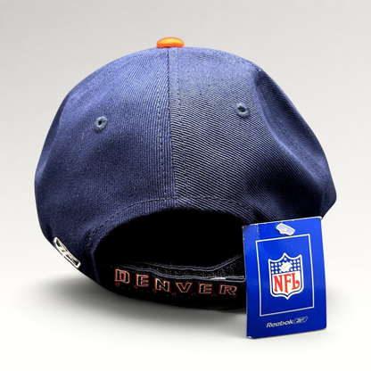 Raree Finds NWT Reebok Denver Broncos navy and orange cotton strapback hat with NFL tag and Denver back embroidery