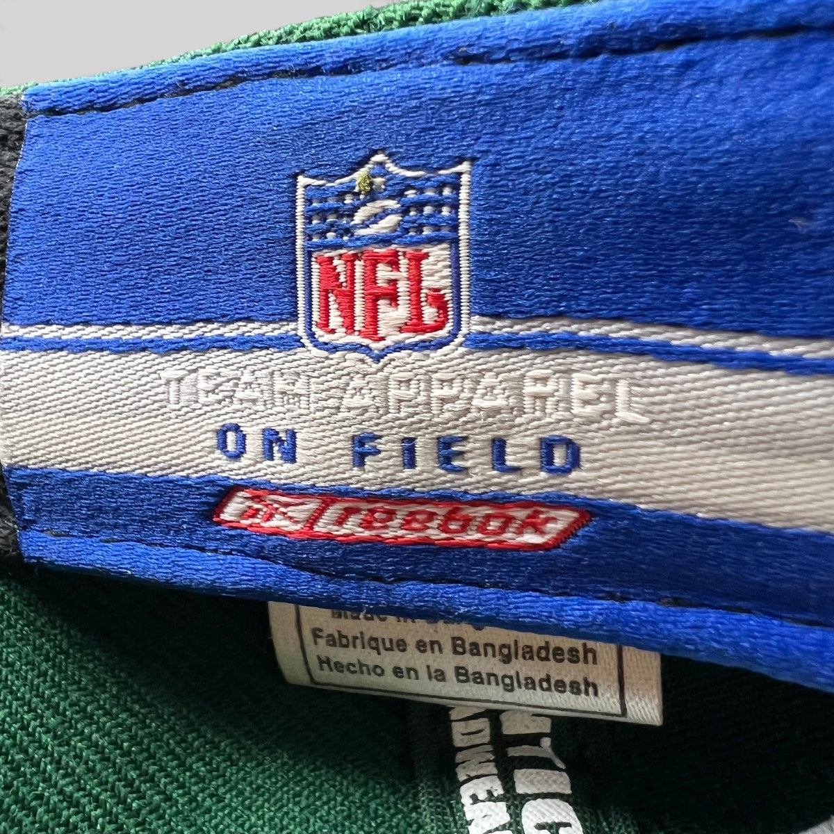 Raree Finds vintage Reebok NFL On-Field team apparel tag inside a Green Bay Packers fitted hat