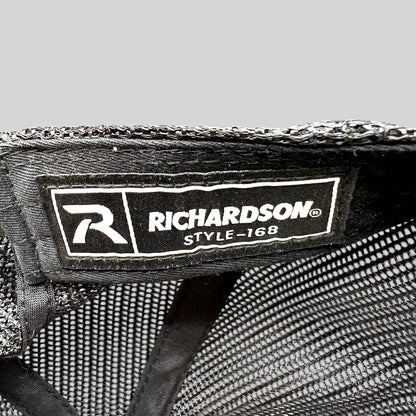 Raree Finds Richardson style 168 interior label on a black mesh trucker hat