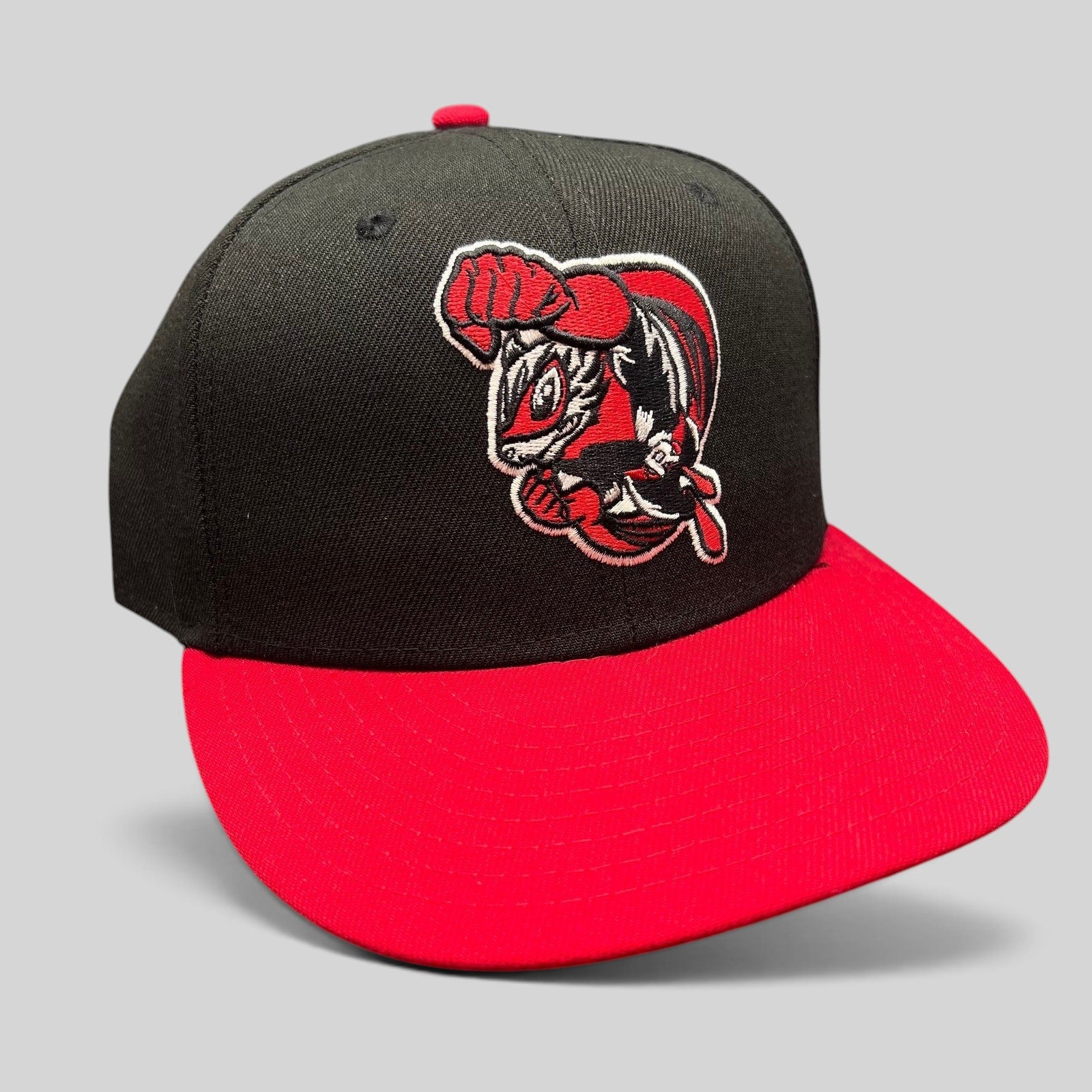 Raree Finds Richmond Flying Squirrels Marvel Defenders New Era 59FIFTY fitted cap with red and black superhero mascot