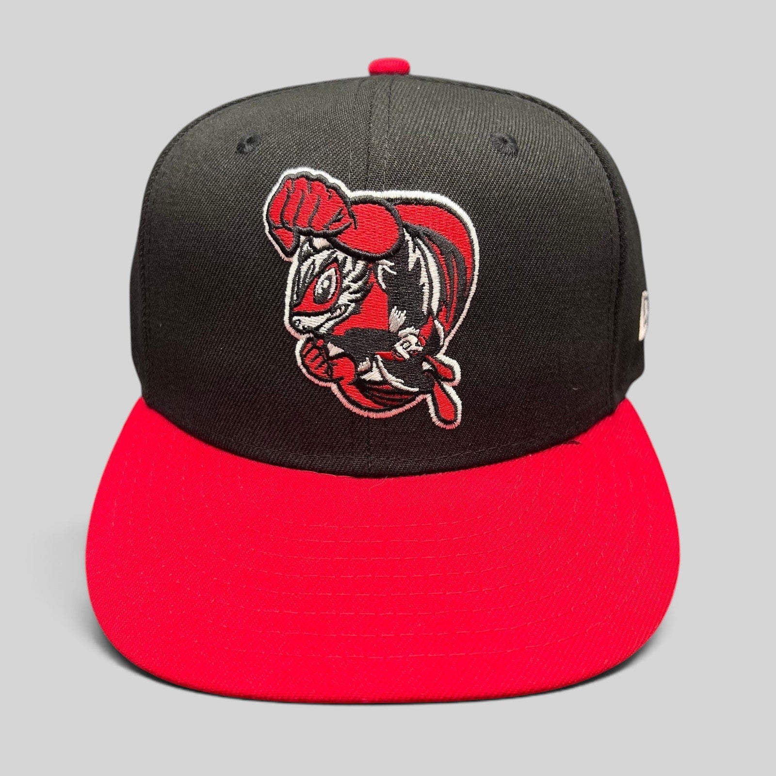 Raree Finds Richmond Flying Squirrels Marvel Defenders New Era 59FIFTY fitted cap with red and black mascot embroidery.