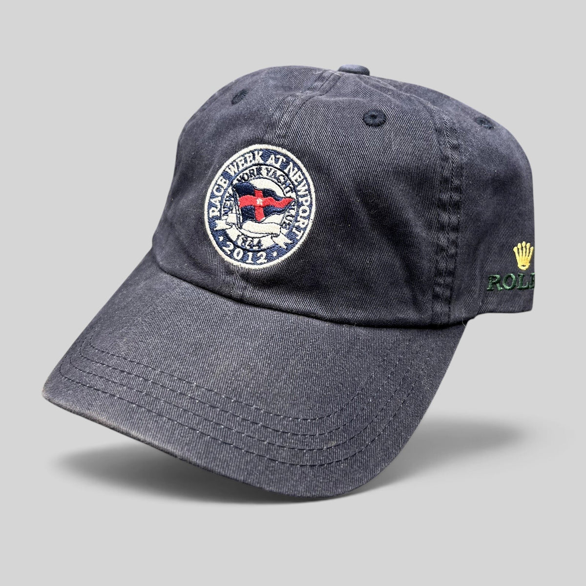 Raree Finds navy blue 2012 Rolex Newport Bermuda Race Week sailing cap with embroidered event crest and side logo