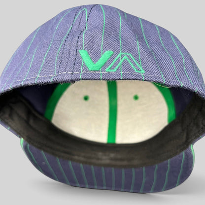 Raree Finds vintage RVCA snapback hat featuring a blue pinstripe crown with green VA logo embroidery