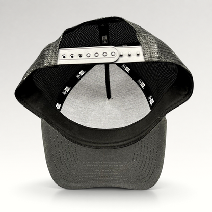 Raree Finds 2023 Ryder Cup New Era snapback trucker hat showing the interior construction and adjustable strap