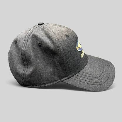 Raree Finds vintage black cotton strapback hat with Sedona Arizona embroidered logo and sun-faded patina