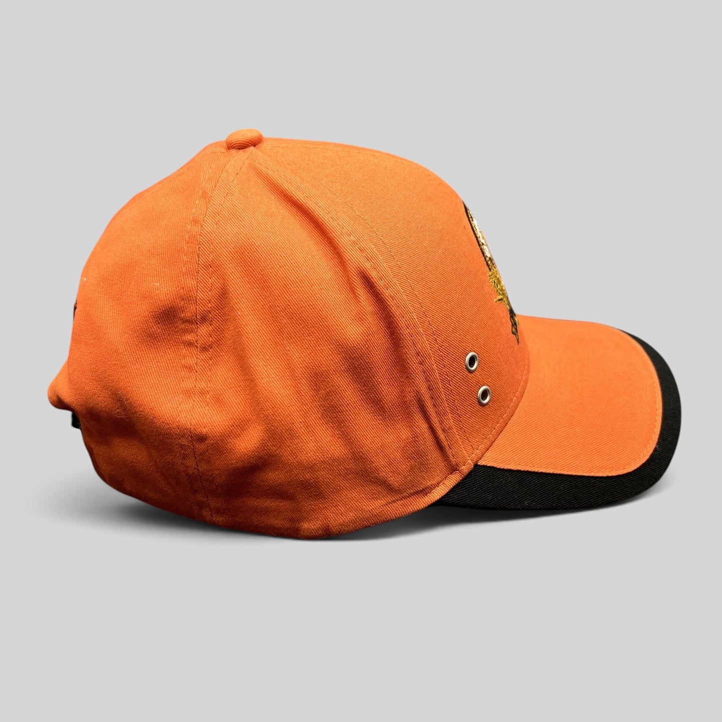 Raree Finds Shock Top Belgian White orange cotton strapback hat with black sandwich bill and embroidered logo