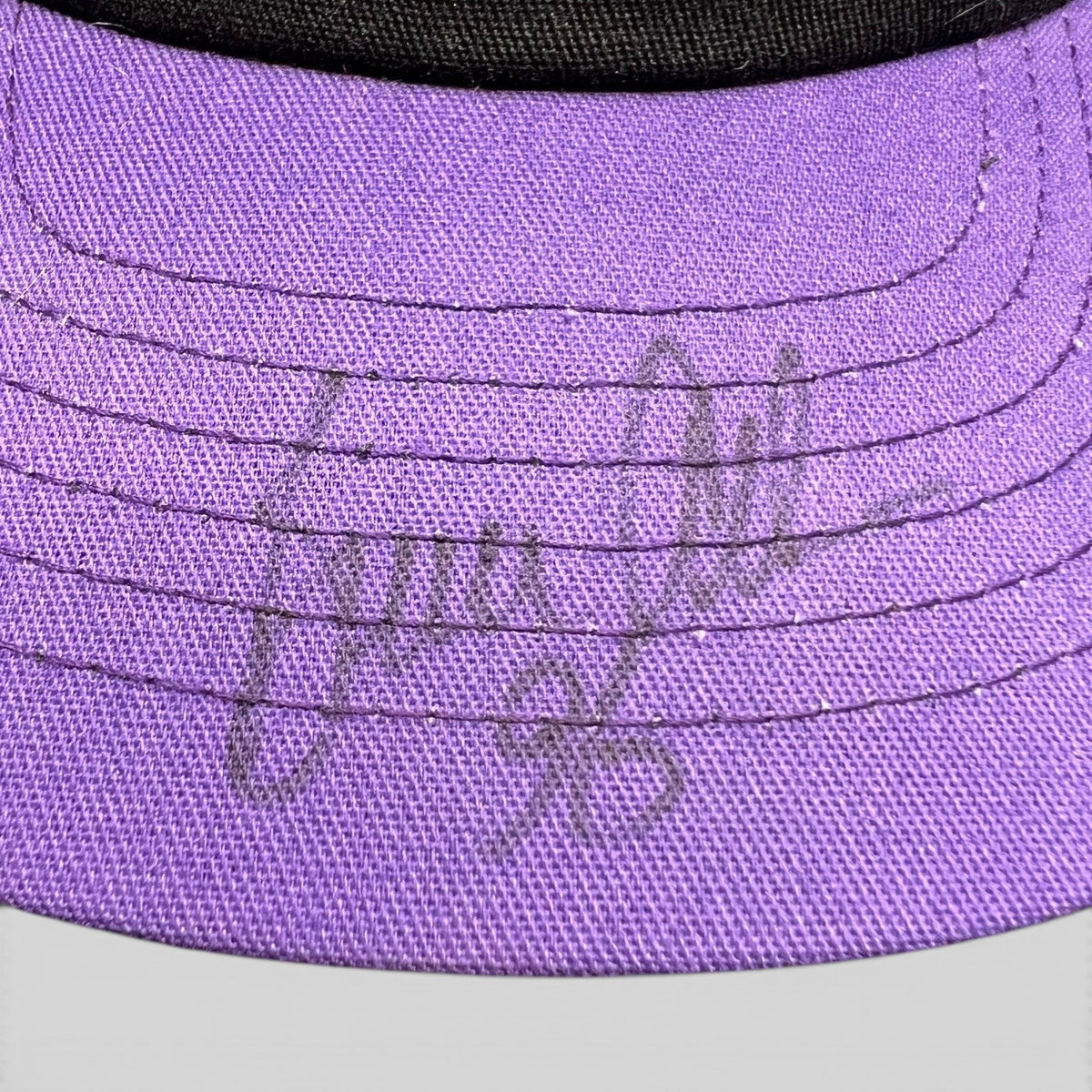 Raree Finds vintage Competitor snapback hat with a signature on the purple brim and black crown