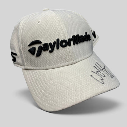 Raree Finds white TaylorMade New Era 39THIRTY golf hat signed by Matt Wolff on the brim with black embroidery