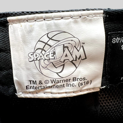 Raree Finds official 2016 Space Jam Warner Bros merchandise tag inside a black snapback hat