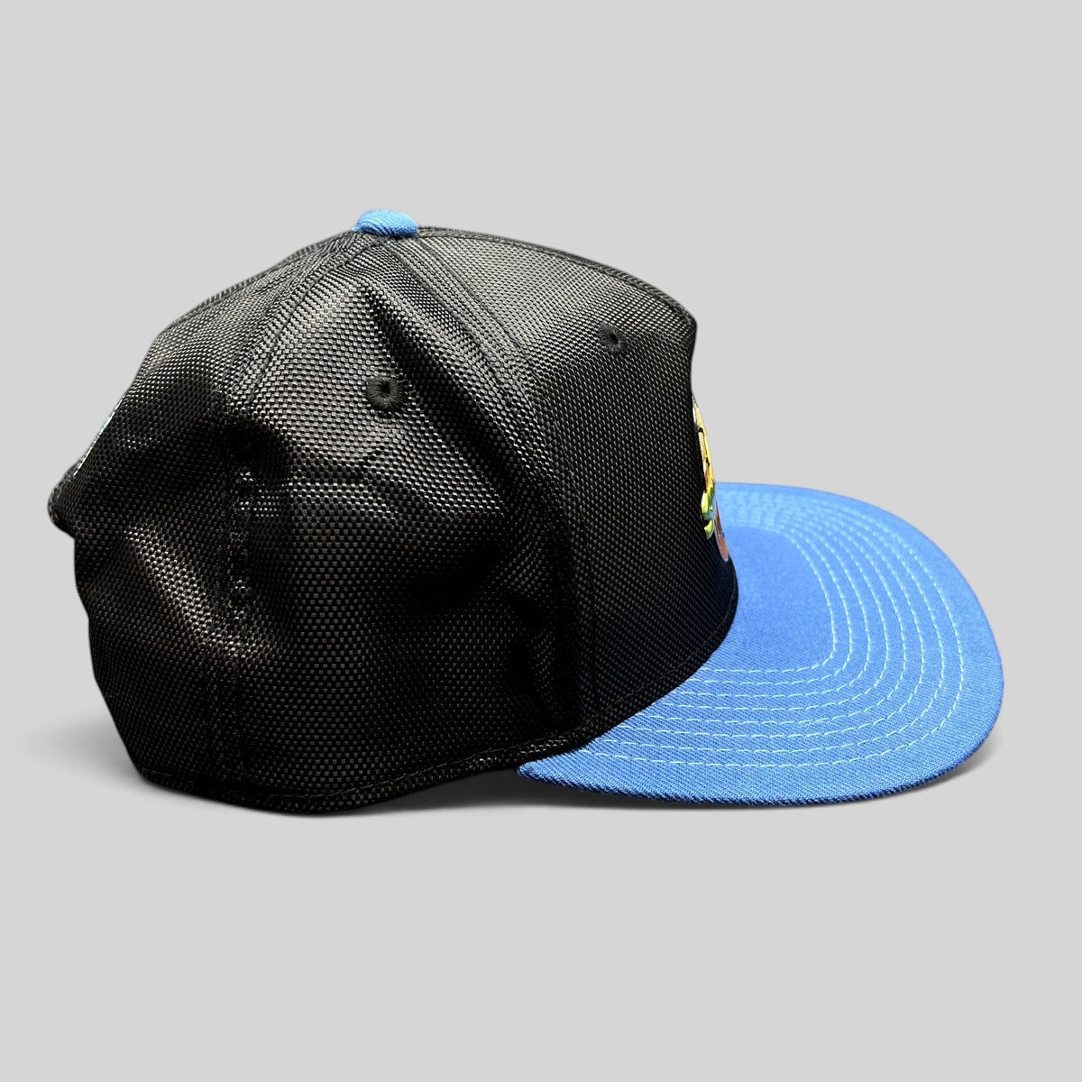 Raree Finds 2016 Space Jam snapback hat with a textured black crown and bright blue flat brim