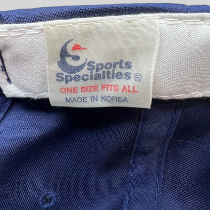Raree Finds vintage Sports Specialties hat interior label showing Made in Korea and one size fits all text