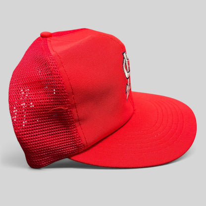 Raree Finds vintage St. Louis Cardinals red mesh snapback hat with white STL logo and green undervisor