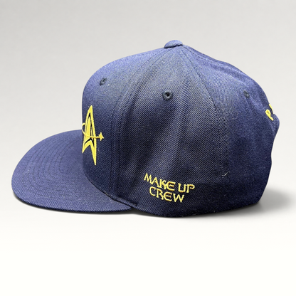 Raree Finds vintage navy Star Trek Starfleet Academy snapback hat with gold Make-Up Crew embroidery