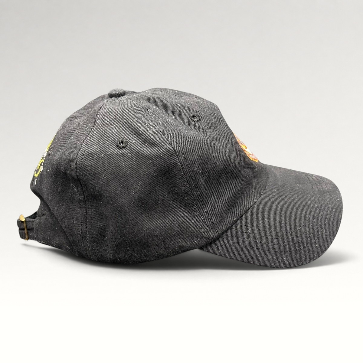 Raree Finds black cotton Star Wars Force Awakens BB-8 cast and crew strapback hat with brass buckle closure
