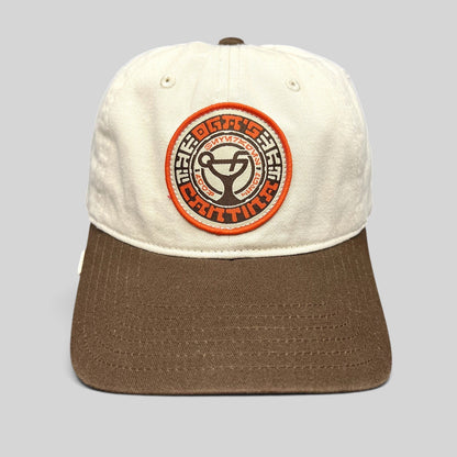 Raree Finds Star Wars Galactic Sentients dad hat with a cream crown, brown brim, and circular embroidered emblem.