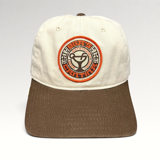 Raree Finds Star Wars Galactic Sentients dad hat with a cream crown, brown brim, and circular embroidered emblem.