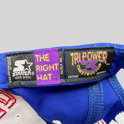 Raree Finds vintage Starter Tri-Power wool hat interior label with 100% wool and construction details