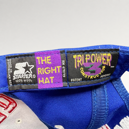 Raree Finds vintage Starter Tri-Power wool hat interior label with 100% wool and construction details