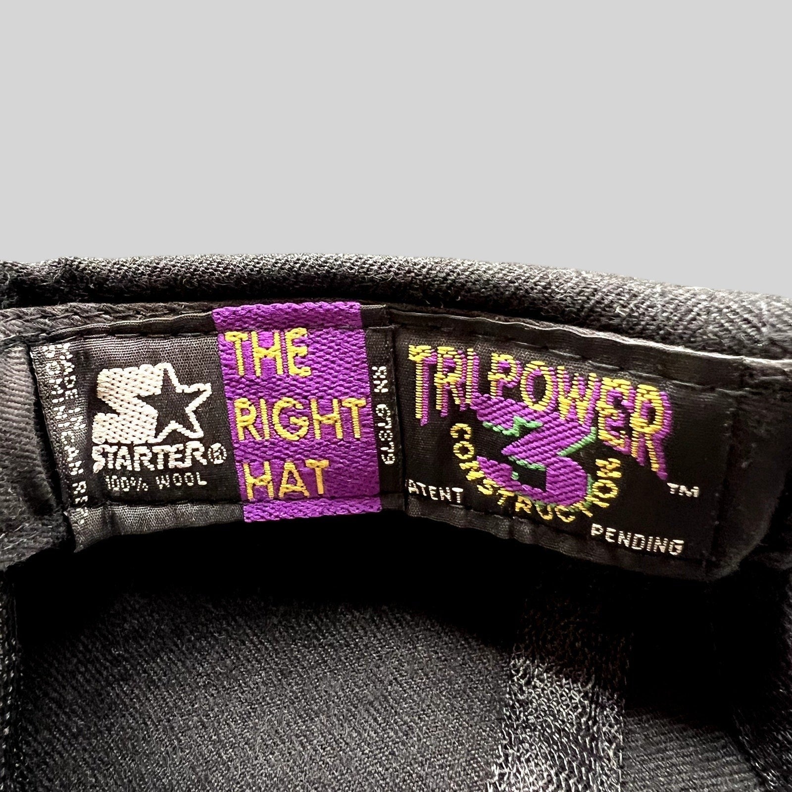 Raree Finds vintage Starter The Right Hat label inside a Birmingham Barracudas CFL wool snapback cap