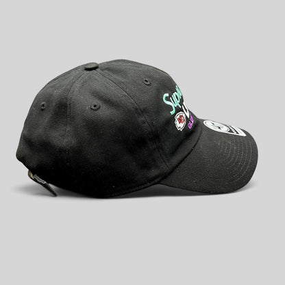 Raree Finds black ’47 Clean Up Super Bowl LVII strapback hat with Chiefs and Eagles embroidery and adjustable buckle.