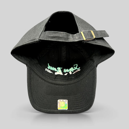 Raree Finds black Super Bowl LVII strapback hat with adjustable brass buckle and official NFL hologram sticker
