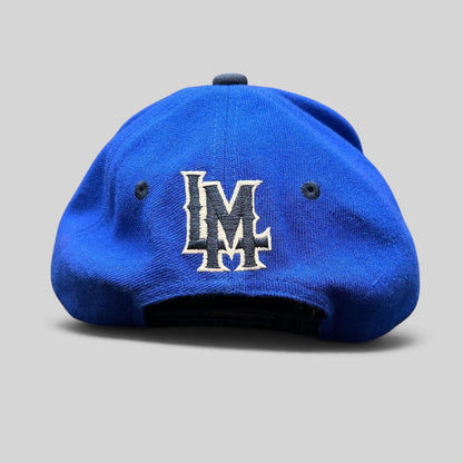 Raree Finds 2017 Taoyuan baseball snapback hat in royal blue with navy brim and embroidered raven logo