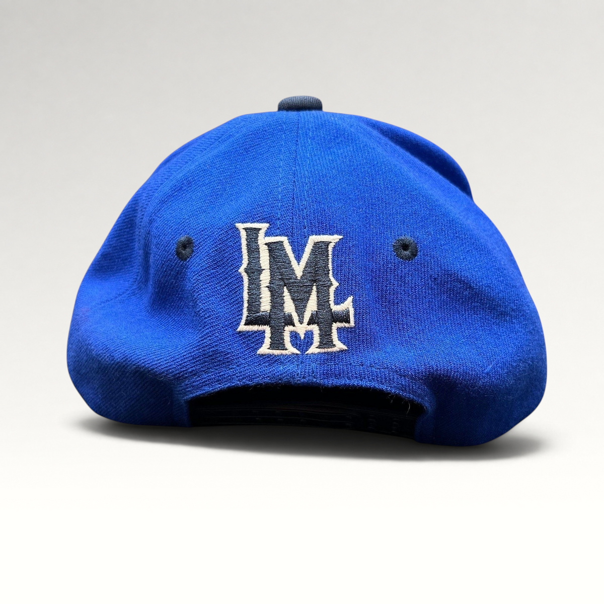 Raree Finds 2017 Taoyuan baseball snapback hat in royal blue with navy brim and embroidered raven logo