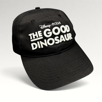 Raree Finds black Disney Pixar The Good Dinosaur strapback hat with white embroidered movie logo on front