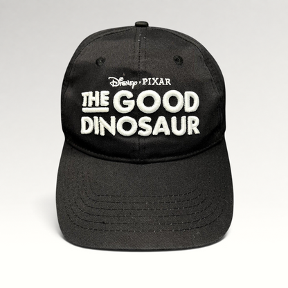 Raree Finds black Disney Pixar The Good Dinosaur promotional strapback hat with white embroidered front logo