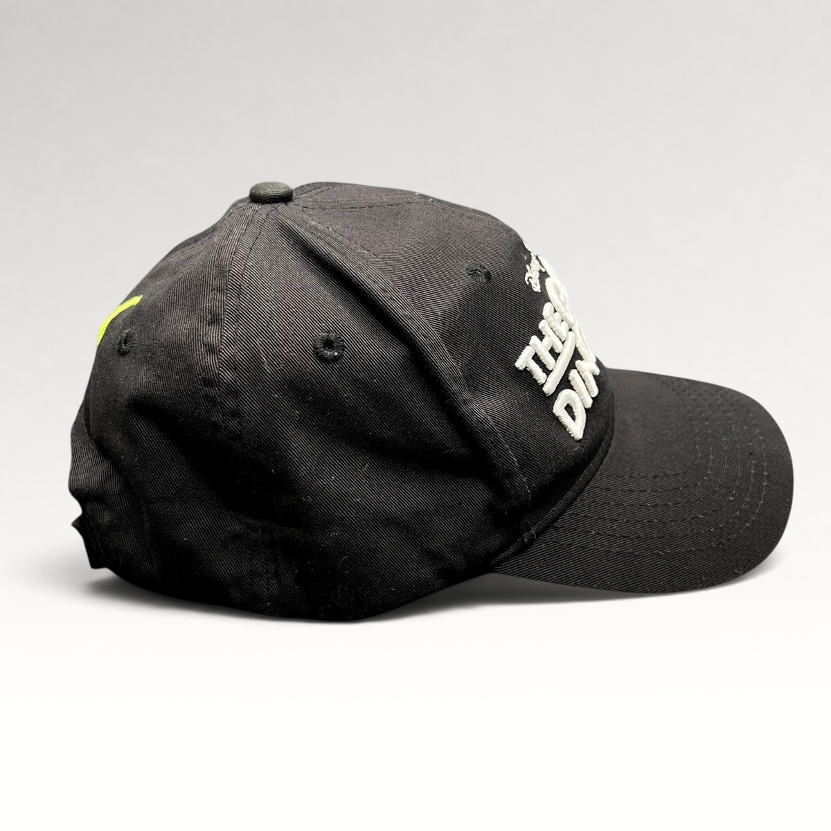 Raree Finds black Disney Pixar The Good Dinosaur strapback hat with white embroidered logo and curved brim