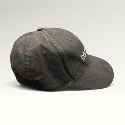 Raree Finds youth Tony Hawk black fitted skate hat with embroidered HAWK wordmark and bird logo in red and white