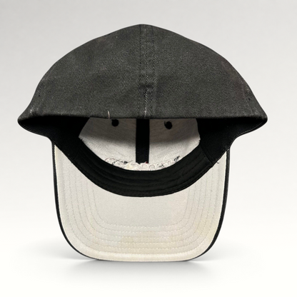 Raree Finds youth Tony Hawk fitted skate hat in black cotton with white interior lining and embroidered logo detail
