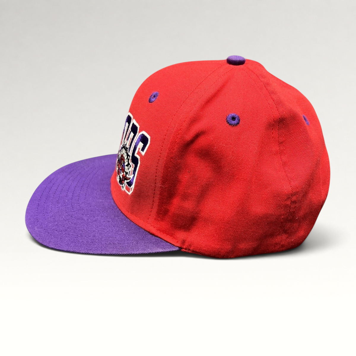 Raree Finds vintage Toronto Raptors Adidas Hardwood Classics snapback hat in red and purple with embroidered logo