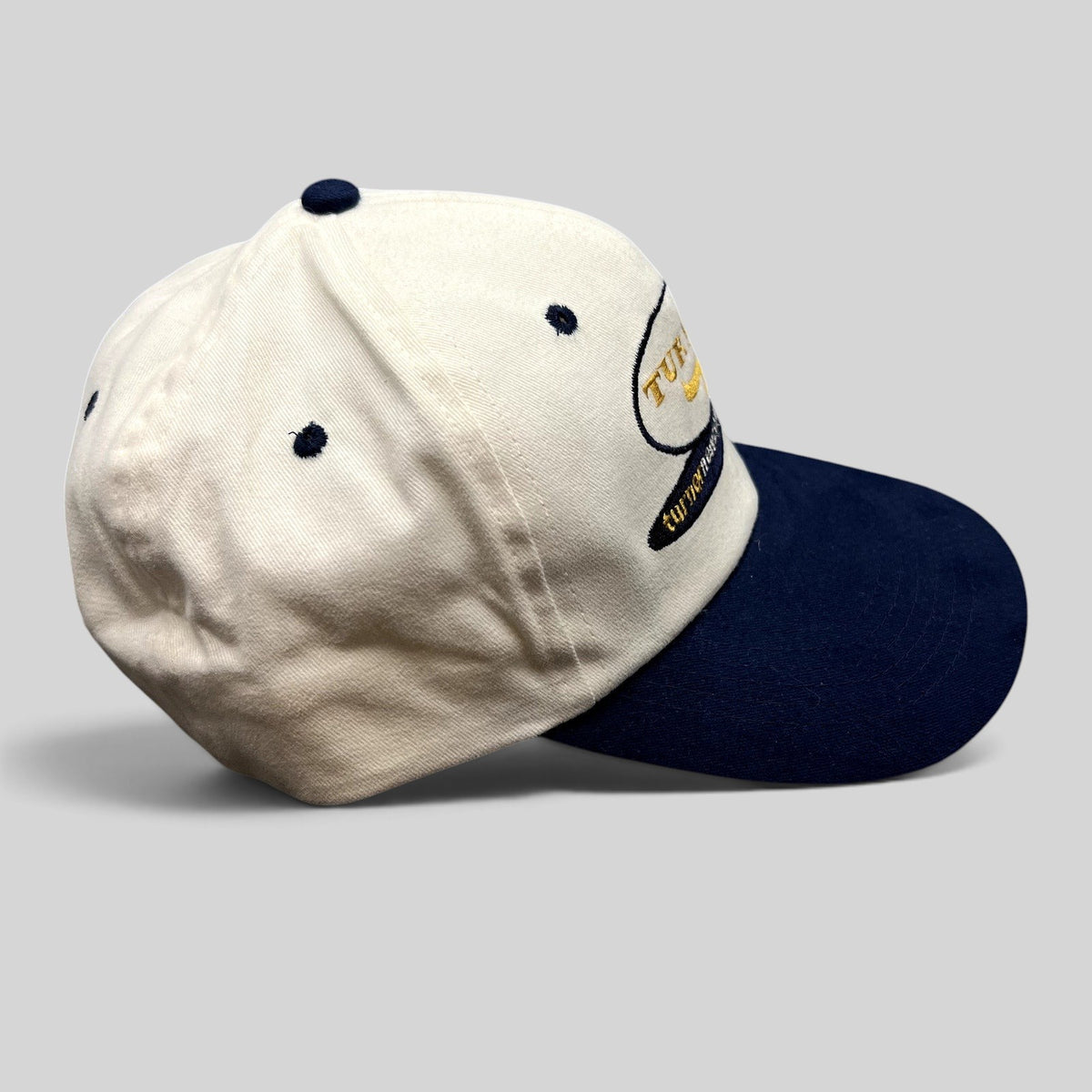 Raree Finds vintage Turner New Zealand snapback hat in white and navy cotton with embroidered agricultural logo